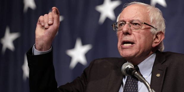 Democratic presidential candidate Sen. Bernie Sanders, I-Vt., speaks at the Iowa Democratic Wing Di...