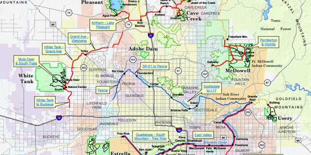 maricopa county parks map Officials 300 Mile Long Maricopa County Hiking Trail Nearly maricopa county parks map