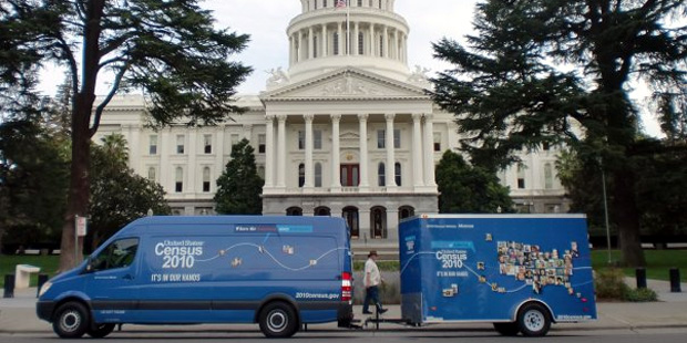 A 2010 U.S. Census truck visits the State Capitol of California in Sacramento. (Facebook/U.S. Censu...