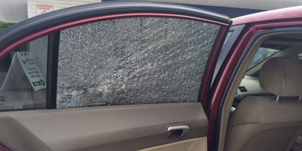 A car window was hit on State Route 51 near Shea Boulevard. (KTAR Photo/Corbin Carson)