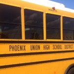 The Phoenix Union High School District has taken safety steps for its students. 38 of its 50 buses are equipped with seat belts. (KTAR Photo/Mike Sackley)