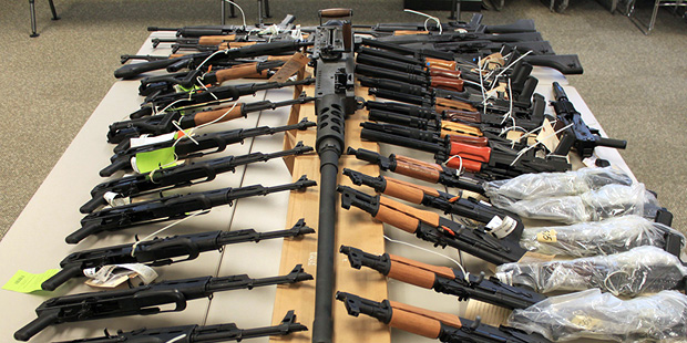 In this 2012 photo, federal officials displayed some weapons recovered from gun-trafficking operati...