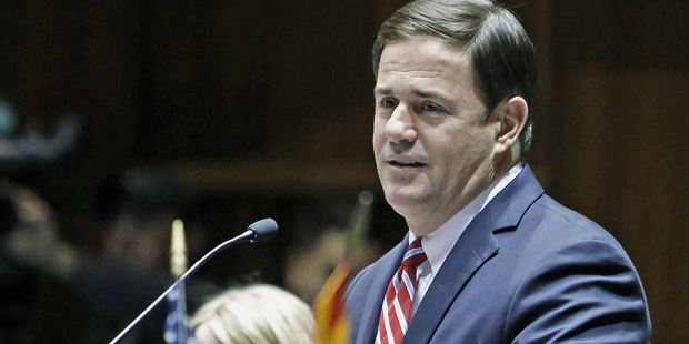 Arizona Governor Doug Ducey presents his State of the State address, Monday, Jan. 11, 2016, in Phoe...