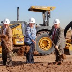 From left to right, Maricopa County Supervisor Steve Gallardo, County Manager Tom Manos,

Superior Court Presiding Judge  Janet Barton, 
Presiding Justice of the Peace  C. Steven McMurry and Maricopa County Board of Supervisors Chairman Clint Hickman at the groundbreaking (KTAR Photo/Mike Sackley).
