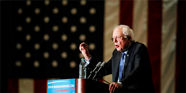 Democratic presidential candidate, Sen. Bernie Sanders, I-Vt., speaks at a campaign rally at the Ph...