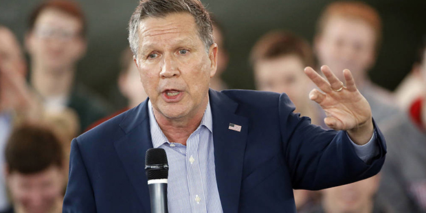 Republican presidential candidate, Ohio Gov. John Kasich speaks during a campaign stop on Monday, M...