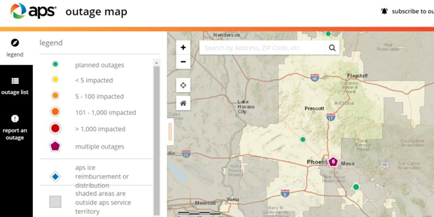 Aps Power Outage Map APS rolling out power outage map in time for monsoon season