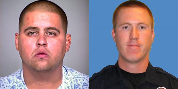Danny Martinez (left) was sentenced to life in prison for killing Phoenix police officer Travis Mur...