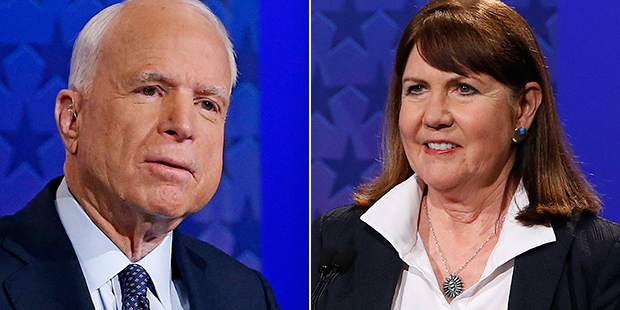 U.S. Sen. John McCain (left) and U.S. Rep. Ann Kirkpatrick (AP Photos)