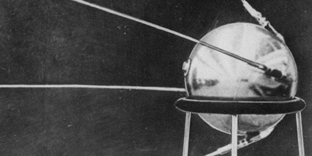 FILE--This first official picture of the Soviet satellite Sputnik I showing the four-antennaed sate...