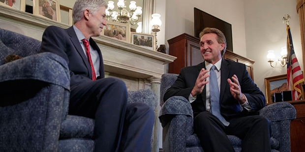 Supreme Court Justice nominee Neil Gorsuch meets with Senate Judiciary Committee member Sen. Jeff F...