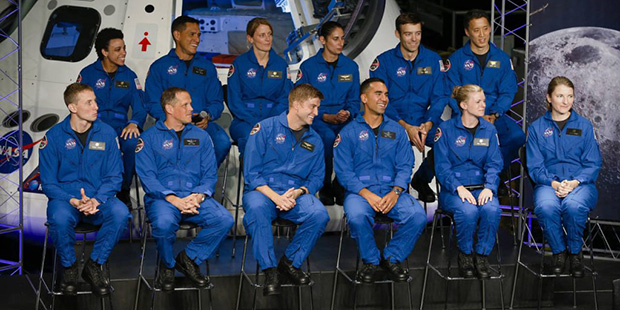 Twelve new astronaut candidates are introduced at the Johnson Space Center in Houston on Wednesday,...