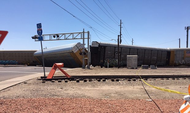 A train derailment in Phoenix on Thursday, June 29, 2017, caused a traffic jam and was expected to ...