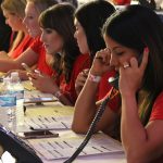 Volunteers take calls on the Wells Fargo Phone Bank at the Give-A-Thon for Phoenix Children's Hospital in Phoenix, Ariz. on Aug. 17, 2017. (Matt Layman/KTAR.com)