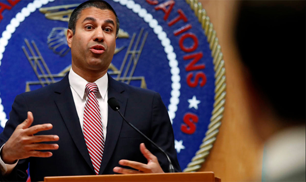 After a meeting voting to end net neutrality, Federal Communications Commission (FCC) Chairman Ajit...