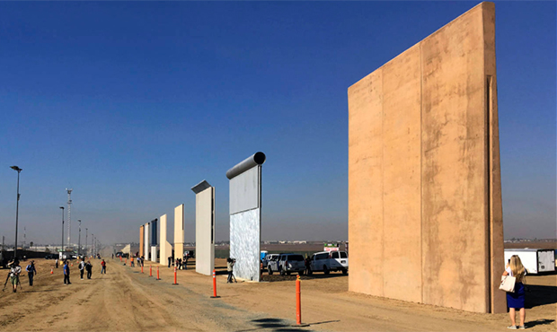 FILE - This Oct. 26, 2017 file photo shows prototypes of border walls in San Diego. The Trump admin...