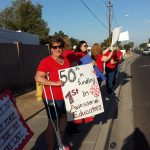 #RedForEd protests at the Abraham Lincoln Traditional School in Phoenix. (KTAR News/Jim Cross)