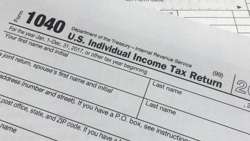 An IRS 1040 form, U.S. Individual Income Tax Return, is shown on Thursday, April 5, 2018, in New Yo...