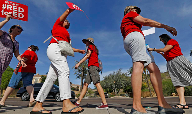 Teachers in Arizona hold statewide 'walk-in' ahead of potential walkout