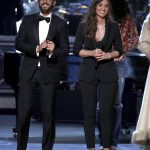 Co-hosts Josh Groban, left, and Sara Bareilles appear on stage at the 72nd annual Tony Awards at Radio City Music Hall on Sunday, June 10, 2018, in New York. (Photo by Michael Zorn/Invision/AP)
