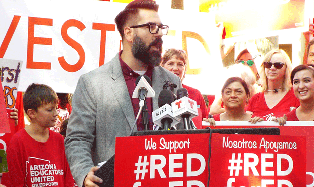 Josh Buckley, chair of the Invest in Ed campaign. (KTAR.com Photo/Kathy Cline)...