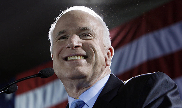 FILE - In this Jan. 29, 2008, file photo, Republican presidential hopeful Sen. John McCain, R-Ariz....