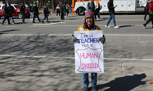Philadephia teacher Patricia Fleetwood joined hundreds of thousands in Washington in March at a ral...