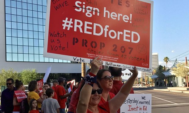 Teachers protest Arizona chamber over Invest in Ed being off ballot