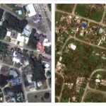 
              This combination photo of satellite images provided by DigitalGlobe shows part of San Jose, a village in Tinian, an island of the Northern Mariana Islands, on Feb. 6, 2018, left, and Oct. 26, 2018, after Super Typhoon Yutu. (DigitalGlobe, a Maxar company via AP)
            
