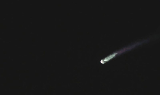 In this image made from video provided by SpaceX, a SpaceX Falcon 9 rocket carrying an Argentinian ...