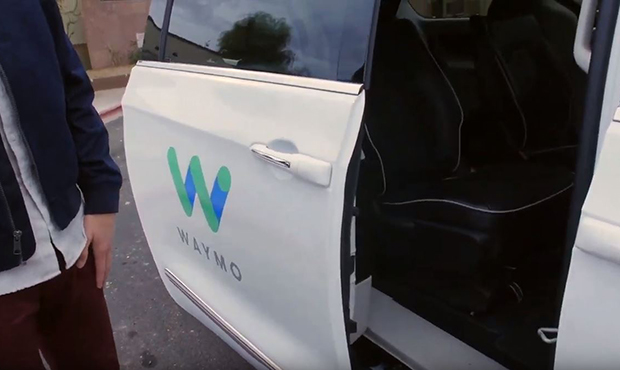 Bruce St. James and Pamela Hughes ride in Waymo self-driving car
