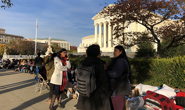 People lined up outside the U.S. Supreme Court for more than a day, hoping to go inside to the hear...