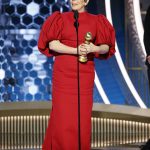 
              This image released by NBC shows Olivia Colman accepting the award for best actress in a drama series for "The Crown" at the 77th Annual Golden Globe Awards at the Beverly Hilton Hotel in Beverly Hills, Calif., on Sunday, Jan. 5, 2020. (Paul Drinkwater/NBC via AP)
            