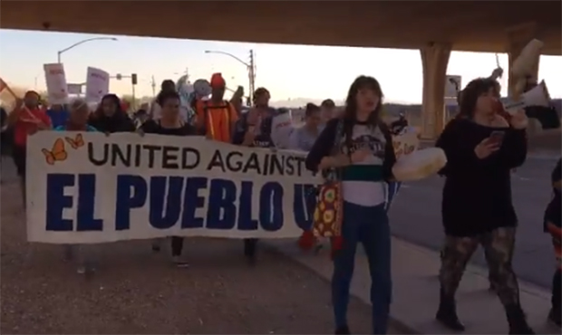Protesters march to Coliseum ahead of President Trump's Phoenix visit