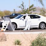 Health care professionals prepare to screen people for the coronavirus (COVID-19) at a testing site erected  in a parking lot at Mayo Clinic on April 02, 2020 in Phoenix, Arizona. Arizona Gov. Doug Ducey issued a statewide stay-at-home order beginning on April 1. (Photo by Christian Petersen/Getty Images)