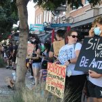 Protestors on the streets of downtown Gilbert on June 6. (KTAR Photo/Kevin Stone)