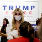 Daughter and adviser of President Donald Trump, Ivanka Trump meets with volunteers at Latinos For Trump headquarters Wednesday, Sept. 16, 2020, in Phoenix. (AP Photo/Ross D. Franklin)