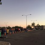 Trump supporters wait in the early hours for the president's rally in Goodyear, Ariz., on Oct. 28, 2020. (KTAR News Photo/Jim Cross)