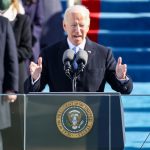  U.S. President Joe Biden delivers his inauguration address on the West Front of the U.S. Capitol on Jan. 20, 2021, in Washington, DC.  During today's inauguration ceremony Joe Biden becomes the 46th president of the United States. (Photo by Rob Carr/Getty Images)