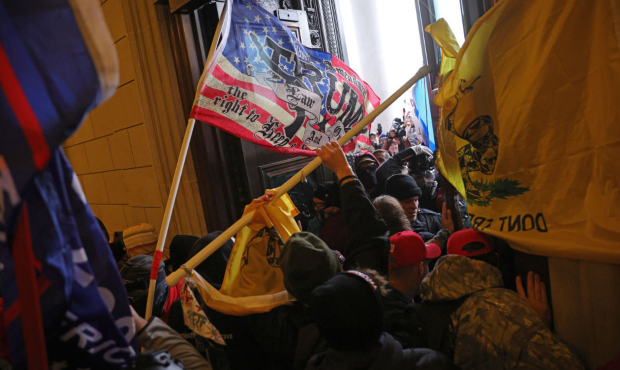 Protesters supporting U.S. President Donald Trump break into the U.S. Capitol on Jan. 6, 2021, in W...