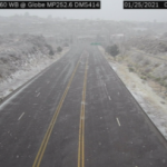 Snow makes its way to Globe, Arizona, far east of Phoenix on Jan. 25, 2021. (Twitter Photo/ADOT)