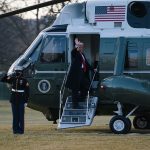 President Donald Trump boards Marine One as he departs the White House on Jan. 20, 2021, in Washington, D.C. Trump is making his scheduled departure from the White House for Florida, several hours ahead of the inauguration ceremony for his successor Joe Biden, making him the first president in more than 150 years to refuse to attend the inauguration. (Getty Images Photo/Eric Thayer)