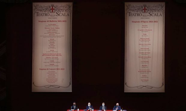 A view of the Milan La Scala opera house during a press conference to present 2021/2022 season, in ...