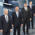 
              President Joe Biden and other NATO heads of the states and governments pose for a family photo during the NATO summit at the Alliance's headquarters, in Brussels, Belgium, Monday, June 14, 2021. (Kevin Lamarque/Pool via AP)
            