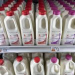 
              Shown are milk jugs at a grocery store in Roslyn, Pa., Tuesday, June 15, 2021. Wholesale prices, boosted by rising food costs, increased 0.8% in May, and are up by a record amount over the past year, another indication that inflation pressures are rising since the economy has begun to re-open following the pandemic lockdowns. (AP Photo/Matt Rourke)
            