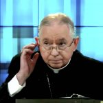 
              In this image taken from video, U.S. Conference of Catholic Bishops president and Los Angeles Archbishop José Gomez of Los Angeles confers with staff to alert the next speaker during their virtual assembly on Wednesday, June 16, 2021.(United States Conference of Catholic Bishops via AP)
            