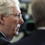 
              Senate Minority Leader Mitch McConnell of Ky., speaks with reporters as the Senate prepares for a key test vote on the For the People Act, a sweeping bill that would overhaul the election system and voting rights, at the Capitol in Washington, Tuesday, June 22, 2021. The bill is a top priority for Democrats seeking to ensure access to the polls and mail in ballots, but it is opposed by Republicans as a federal overreach. (AP Photo/Alex Brandon)
            