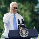 
              President Joe Biden puts on his sunglasses toward the end of a news conference after meeting with Russian President Vladimir Putin, Wednesday, June 16, 2021, in Geneva, Switzerland. (AP Photo/Patrick Semansky)
            