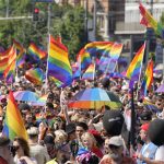
              People take part in the Equality Parade, the largest gay pride parade in central and eastern Europe, in Warsaw, Poland, Saturday June 19, 2021. The event has returned this year after a pandemic-induced break last year and amid a backlash in Poland and Hungary against LGBT rights.(AP Photo/Czarek Sokolowski)
            