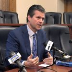 
              In this April 17, 2019, photo, Indiana Senate Appropriations Committee Chairman Ryan Mishler speaks during a news conference at the Indiana Statehouse in Indianapolis. Mishler's committee dedicated $75 million from the state's 2021 federal COVID-19 relief funding toward a new program helping workers obtain short-term training certifications despite the concept receiving little public discussion and few details on the money would be spent.  (AP Photo/Tom Davies)
            